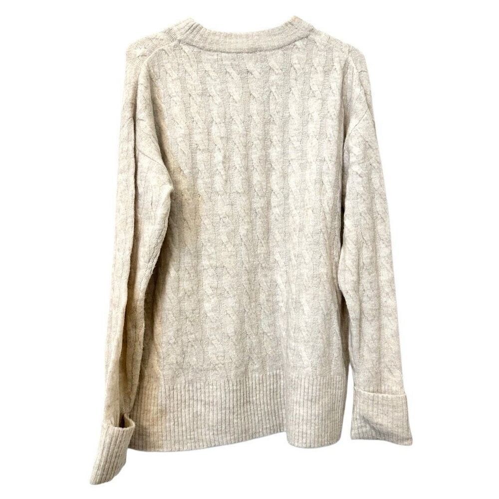 HEMA Acrylic Blend Cable Knitted Jumper Chunky Crewneck Cream Sweater XS